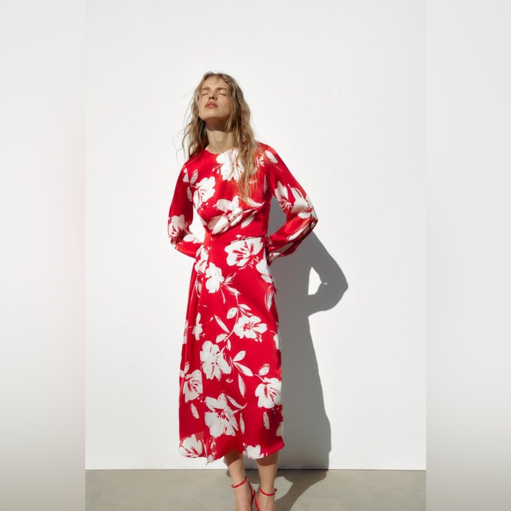 NWOT Zara Red Floral dress